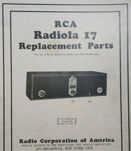 RCA Radiola 17 Replacement Parts Pamphlet 1927 Vintage Radio 4 Sided Ephemera - £33.56 GBP