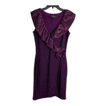 St John Womens Dress Adult Size 10 Purple Wrap Sparkly Ruffle Lapel Stretch - £74.42 GBP