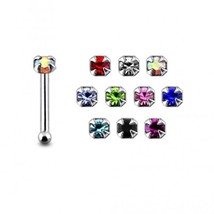 10 PCs In BOX Round CZ 925 Sterling Silver Four Claws Jeweled Nose Stud 22G - £27.29 GBP