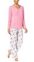 allbrand365 designer Womens Flannel Mix It Top Printed Pajama Set, Medium - £25.51 GBP