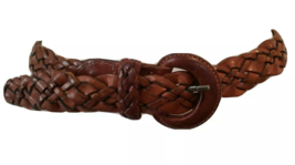 Braided Leather Belt by Omega Womens M 32&quot; Genuine Bullhide Brown Western Patina - £15.31 GBP