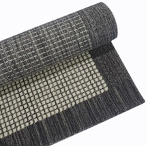 Handmade 100% Wool Gridlock Charcoal Color Living Room Handloom Area Rug 4x6ft - £283.18 GBP