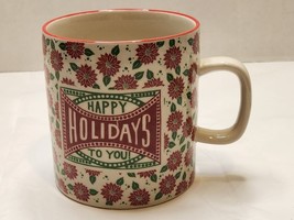Lori Siebert Christmas Happy Holidays Coffee Tea Mug Creative Co-op NEW - £19.77 GBP