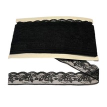 Vintage Thick Scalloped Lingerie Panty Black Floral Lace Trim Roll 1.25” Wide - £36.85 GBP