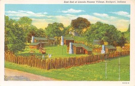 Rockport Indiana East End Of Lincoln Pioneer Village Postcard c1930s - $8.96