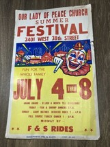 Vintage Original Circus Summer Festival Clown Poster Triangle Poster Co ... - $12.99