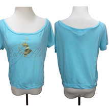 Vintage Baby Phat Light Blue Bling Cat Logo Short Sleeve Knit Top T-Shirt - £21.18 GBP