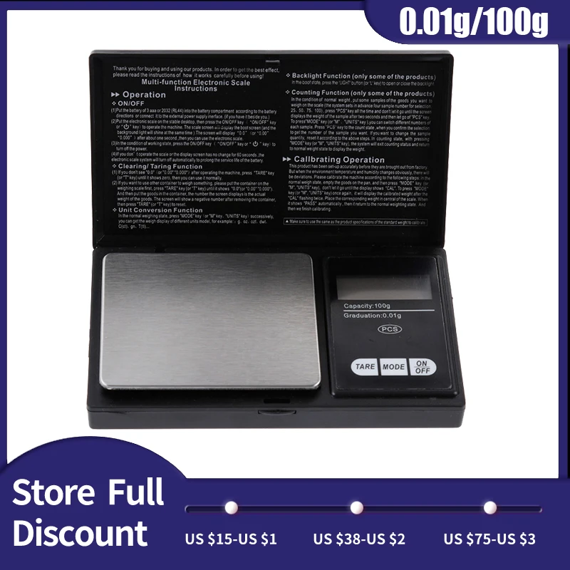 Mini Kitchen Scale Jewelry Stainless Steel 0.01g Electronic Weight Scale Digital - £170.20 GBP