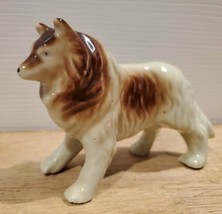 VINTAGE COLLIE DOG FIGURINE MADE IN JAPAN PORCELAIN 5&quot; LONG x 3 1/4&quot; TALL - $14.49