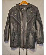 Winlit Rare 90&#39;s Embellished Black Western Embossed Leather Jacket Vinta... - $68.99