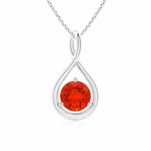 ANGARA Fire Opal Solitaire Infinity Twist Pendant Necklace in Silver (6mm) - £153.07 GBP+