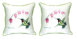 Pair of Betsy Drake Hummingbird Small Outdoor Indoor Pillows 12 Inch X 12 Inch - £54.26 GBP
