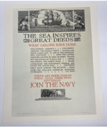Vintage U.S. Navy Recruitment Poster 16&quot;X20&quot; The Sea Inspires Great Deed... - £18.67 GBP