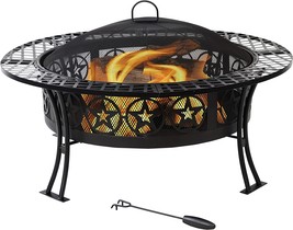 Sunnydaze Four Star Fire Pit Table - Portable Pit For Outside Use - Outdoor Wood - £186.79 GBP
