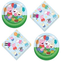 Peppa Pig Party Supplies - Peppa &amp; Friends Theme Birthday Party Round Paper Dess - £12.02 GBP+