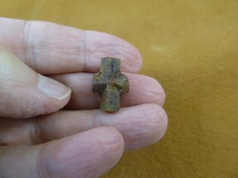 (CR593-203) 11/16&quot; Fairy Stone Christian Cross Oiled Staurolite Crystal Matrix - $17.75