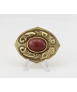 Large 1990s Ben Amun Victorian Revival Sash Pin; Satin Natural Stone Art... - $72.95