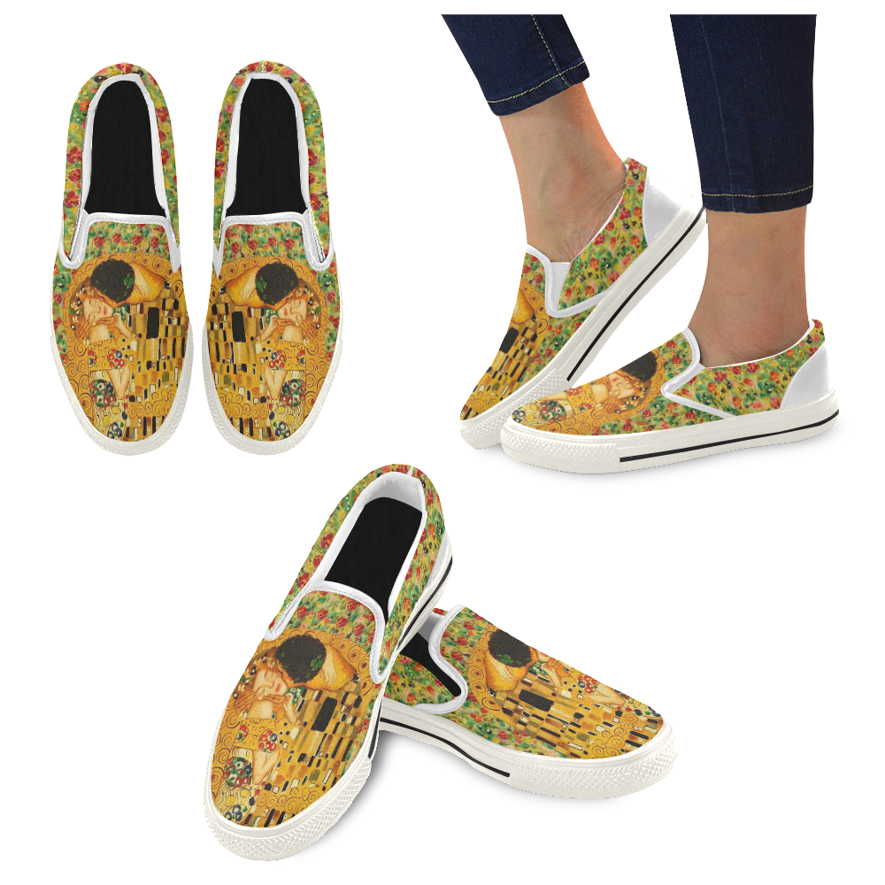 Gustav Klimt The Kiss Art Slip-on Canvas Women's Shoes US Size 6-12