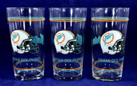 Miami Dolphins NFL Vtg Collectible Beer Pint Glasses Tumbler 80&#39;s Barware - $32.61
