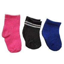 Doll Socks 3-Pack Pink Black Blue Fits American Girl &amp; 18in Dolls Sport - £4.85 GBP