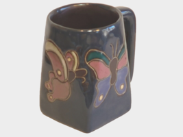 Design by MARA MEXICO Butterfly Pottery Mug Square Base 4.5&quot; - £15.54 GBP