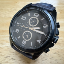 Relic Quartz Watch ZR15946 Men 50m Black Steel Day Date Dual Time New Battery - £25.81 GBP