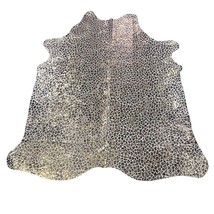 Gold Acid Washed Leopard Print Cowhide Rug Size: 7x6 feet Y-028 - $197.01