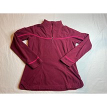 Merrell Sweatshirt Women Medium Red Burgundy Fleece Pullover 1/4 Zip Lon... - £10.50 GBP