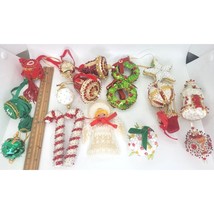 Vintg Christmas Ornaments 17 Handmade Beaded Sequined Holiday Retro 70s 80s - £52.15 GBP