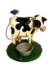 David Frykman Portfolio Wood Jersey Cow W Bird Candle Holder VTG 2001 Signed - £49.68 GBP