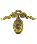 Antique French Brass Doré Medallion Ribbon Ornamentation 4.25&quot; Tall - $68.31