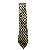 Giorgio Ferri Mens Tie Blue Yellow 100 Italian Silk Italy Designer Checkerboard - £12.65 GBP