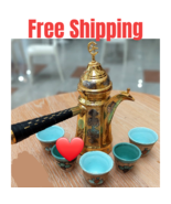 24k Gold Plated on Solid Brass Arabian Coffee Pot Dalleh دلة قهوة - $643.16 CAD