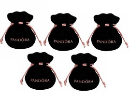 Pandora Charm Jewelry Black Velvet Drawstring Gift Bags Pouches Lot of 5 NEW - £10.89 GBP