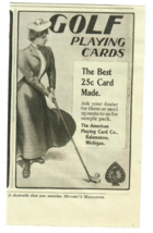 1902 Golf Playing Cards Antique Print Ad Lady Golfing American Playing Card Co - £6.99 GBP