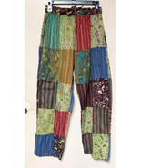 SMALL / MEDIUM   Cotton Patchwork Mushroom Print Straight Leg  Pants Unisex - $48.79 CAD