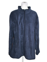 Karen Scott Zeroproof Fleece Full Zip Jacket Navy Blue Size 1X Zipper Po... - $27.00