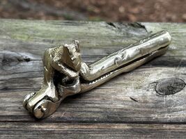 Vintage Nut Cracker SOLID BRASS Squirrel on Log for Hazel Nuts or Small ... - $14.61