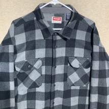 Wrangler Shirt Mens 3XL Gray Buffalo Plaid Flannel Flap Pocket Button Up Casual - £18.60 GBP