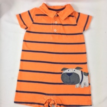 Carter&#39;s Boys Infant One-Piece Romper Snap Suit Orange/Blue 18 Months - £3.12 GBP