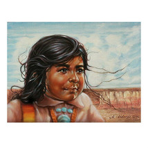 Untitled (Native American Child) By Anthony Sidoni Signed Oil on Canvas 12&quot;x16&quot; - £6,526.04 GBP