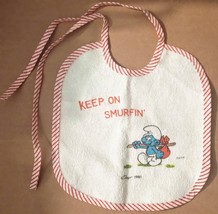 Smurf Baby Bib, Keep on Smurfin&#39; Vintage 1970&#39;s unused - $15.99