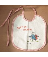 Smurf Baby Bib, Keep on Smurfin&#39; Vintage 1970&#39;s unused - £12.85 GBP