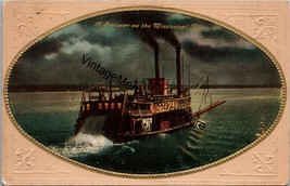 A Steamer on the Mississippi River Embossed Gold Detail Postcard PC322 - £7.85 GBP