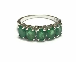 Sterling Silver 4x5 mm Emerald Ring emerald Band Oval emerald ring Men - £46.04 GBP
