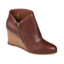 Journee Collection Women Wedge Heel Ankle Bootie Glam Sz US 12 Brown Snake Print - £15.51 GBP