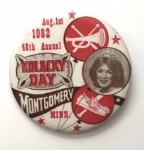 1982 48th Annual KOLACKY DAY Button Pin Montgomery Minnesota 2.25&quot; - £23.14 GBP