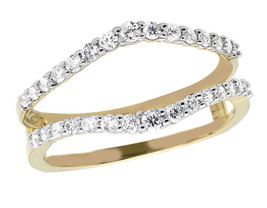 1/4ct Enhancer Moissanite Wedding Band Ring Guard 14K Gold Plated Silver - £44.31 GBP