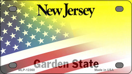 New Jersey with American Flag Novelty Mini Metal License Plate Tag - £11.95 GBP