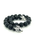 David Yurman Onyx Spiritual Beads Bracelet 8&quot; Sterling Silver Estate DY704 - $246.51